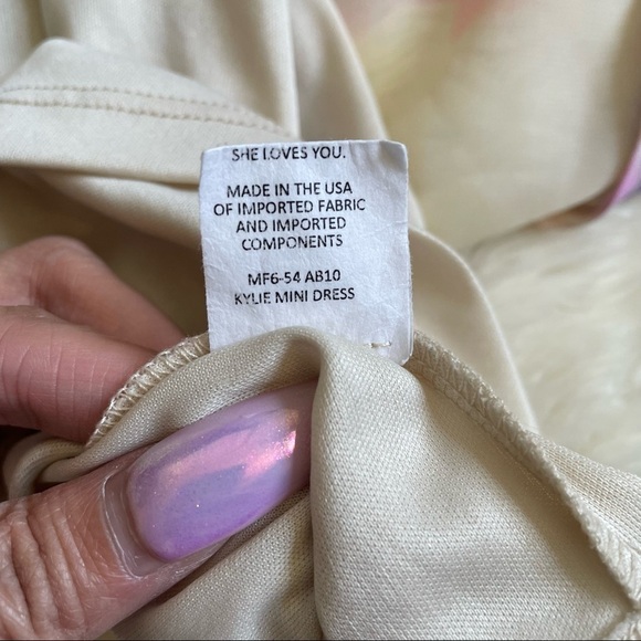 Show Me Your MuMu Dress Kylie Floral Flowy Mini Cream Purple XS - Picture 8 of 11